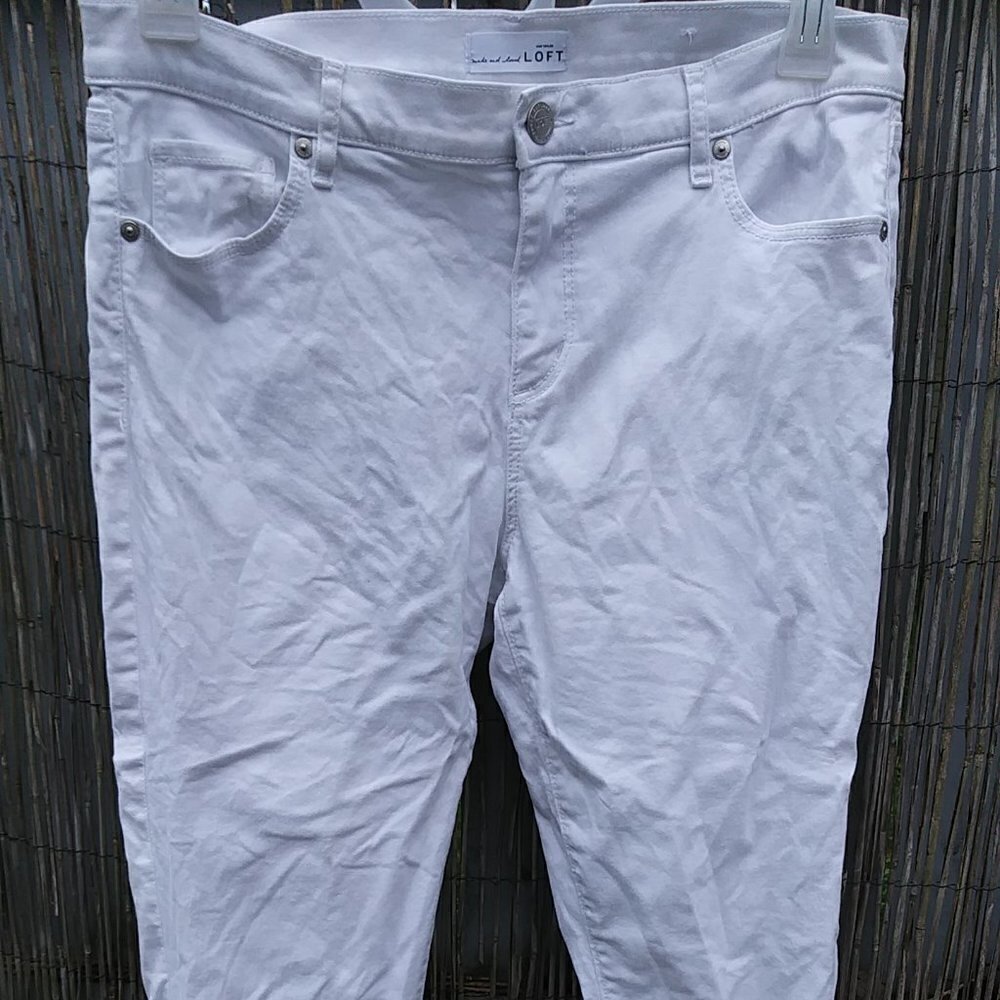 Ann Taylor Loft Skinny Crop Jeans Pants White 30/10